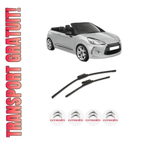 Set stergatoare auto CITROEN DS3 Convertible din 2013-2015, pentru parbriz auto, 2 bucati, Bosch Aerotwin, din cauciuc siliconat rezistent, 4 Stickere Auto CITROEN
