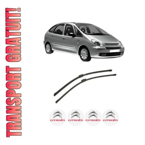 Set stergatoare auto CITROEN XSARA PICASSO (N68) din 1999-2012, pentru parbriz auto, 2 bucati, Bosch Aerotwin, din cauciuc siliconat rezistent, 4 Stickere Auto CITROEN