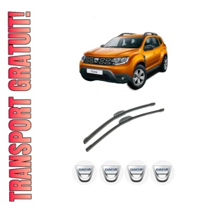 Set stergatoare auto DACIA DUSTER SUV Van din 2011-2018, pentru parbriz auto, 2 bucati, Bosch Aerotwin Retrofit, din cauciuc siliconat rezistent, 4 Stickere Auto DACIA