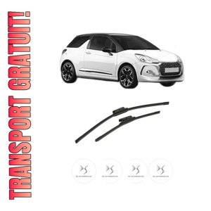 Set stergatoare auto DS DS 3 (SA_) din 2015-2019, pentru parbriz auto, 2 bucati, Bosch Aerotwin, din cauciuc siliconat rezistent, 4 Stickere Auto DS