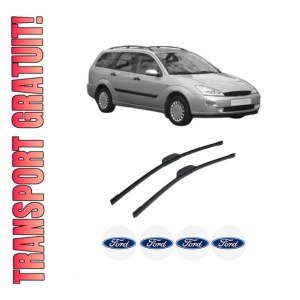 Set stergatoare auto FORD FOCUS I Turnier (DNW) din 1999-2005, pentru parbriz auto, 2 bucati, Bosch Aerotwin Retrofit, din cauciuc siliconat rezistent, 4 Stickere Auto FORD