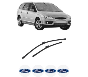 Set stergatoare auto FORD FOCUS II Turnier (DA_, FFS, DS) din 2004-2012, pentru parbriz auto, 2 bucati, Bosch Aerotwin, din cauciuc siliconat rezistent, 4 Stickere Auto FORD - Img 2