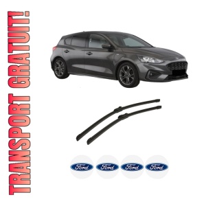 Set stergatoare auto FORD FOCUS IV (HN) din 2018-2022, pentru parbriz auto, 2 bucati, Bosch Aerotwin, din cauciuc siliconat rezistent, 4 Stickere Auto FORD
