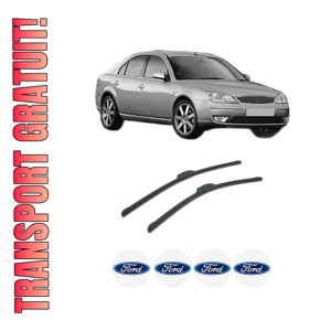 Set stergatoare auto FORD MONDEO III (B5Y) din 2000-2007, pentru parbriz auto, 2 bucati, Bosch Aerotwin Retrofit, din cauciuc siliconat rezistent, 4 Stickere Auto FORD