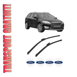 Set stergatoare auto FORD MONDEO IV (BA7) din 2007-2015, pentru parbriz auto, 2 bucati, Bosch Aerotwin Multi, din cauciuc siliconat rezistent, 4 Stickere Auto FORD