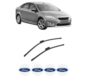 Set stergatoare auto FORD MONDEO IV Saloon (BA7) din 2007-2015, pentru parbriz auto, 2 bucati, Bosch Aerotwin Multi, din cauciuc siliconat rezistent, 4 Stickere Auto FORD - Img 2