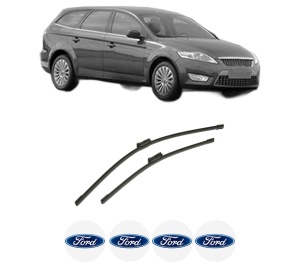 Set stergatoare auto FORD MONDEO IV Turnier (BA7) din 2007-2015, pentru parbriz auto, 2 bucati, Bosch Aerotwin, din cauciuc siliconat rezistent, 4 Stickere Auto FORD - Img 2