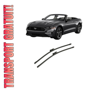 Set stergatoare auto FORD MUSTANG Convertible din 2005-2024, pentru parbriz auto, 2 bucati, Bosch Aerotwin, din cauciuc siliconat rezistent, 4 Stickere Auto FORD