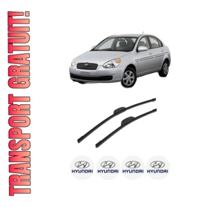 Set stergatoare auto HYUNDAI ACCENT III Saloon (MC) din 2005-2010, pentru parbriz auto, 2 bucati, Bosch Aerotwin Retrofit, din cauciuc siliconat rezistent, 4 Stickere Auto HYUNDAI