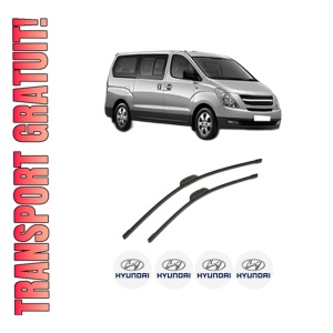 Set stergatoare auto HYUNDAI H-1 / STAREX Bus (A1) din 1997-2007, pentru parbriz auto, 2 bucati, Bosch Aerotwin Retrofit, din cauciuc siliconat rezistent, 4 Stickere Auto HYUNDAI