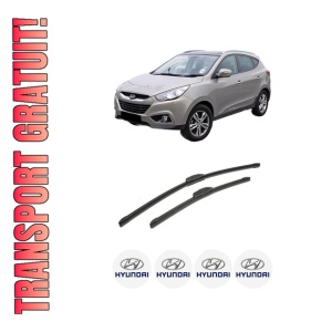 Set stergatoare auto HYUNDAI ix35 (LM, EL, ELH) din 2009-2015, pentru parbriz auto, 2 bucati, Bosch Aerotwin Retrofit, din cauciuc siliconat rezistent, 4 Stickere Auto HYUNDAI