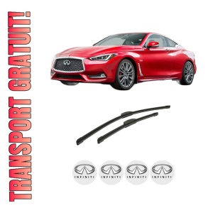 Set stergatoare auto INFINITI Q60 Coupe din 2013-2016, pentru parbriz auto, 2 bucati, Bosch Aerotwin Retrofit, din cauciuc siliconat rezistent, 4 Stickere Auto INFINITI