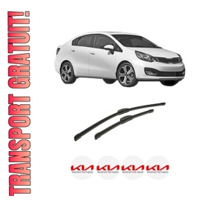 Set stergatoare auto KIA RIO III Saloon (UB) din 2011-2017, pentru parbriz auto, 2 bucati, Bosch Aerotwin Retrofit, din cauciuc siliconat rezistent, 4 Stickere Auto KIA