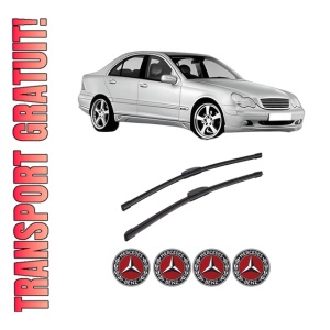 Set stergatoare auto MERCEDES-BENZ C-CLASS (W203) din 2000-2007, pentru parbriz auto, 2 bucati, Bosch Aerotwin Retrofit, din cauciuc siliconat rezistent, 4 Stickere Auto MERCEDES-BENZ