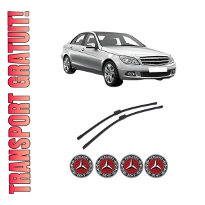 Set stergatoare auto MERCEDES-BENZ C-CLASS (W204) din 2007-2014, pentru parbriz auto, 2 bucati, Bosch Aerotwin, din cauciuc siliconat rezistent, 4 Stickere Auto MERCEDES-BENZ