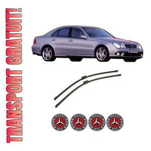 Set stergatoare auto MERCEDES-BENZ E-CLASS (W211) din 2002-2008, pentru parbriz auto, 2 bucati, Bosch Aerotwin, din cauciuc siliconat rezistent, 4 Stickere Auto MERCEDES-BENZ