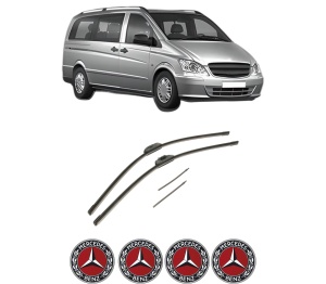 Set stergatoare auto MERCEDES-BENZ VITO Bus (W639) din 2003-2014, pentru parbriz auto, 2 bucati, Bosch Aerotwin Retro Truck, din cauciuc siliconat rezistent, 4 Stickere Auto MERCEDES-BENZ - Img 2