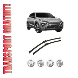 Set stergatoare auto MG MARVEL R din 2021, pentru parbriz auto, 2 bucati, Bosch Aerotwin, din cauciuc siliconat rezistent, 4 Stickere Auto MG