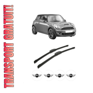 Set stergatoare auto MINI MINI (R56) din 2006-2013, pentru parbriz auto, 2 bucati, Bosch Aerotwin Retrofit, din cauciuc siliconat rezistent, 4 Stickere Auto MINI