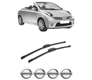 Set stergatoare auto NISSAN MICRA C+C III (K12) din 2005-2010, pentru parbriz auto, 2 bucati, Bosch Aerotwin Retrofit, din cauciuc siliconat rezistent, 4 Stickere Auto NISSAN - Img 2