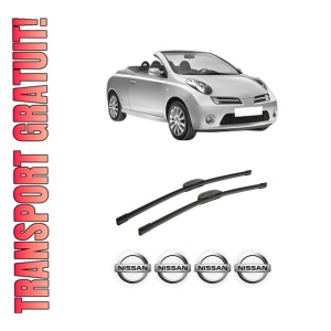 Set stergatoare auto NISSAN MICRA C+C III (K12) din 2005-2010, pentru parbriz auto, 2 bucati, Bosch Aerotwin Retrofit, din cauciuc siliconat rezistent, 4 Stickere Auto NISSAN