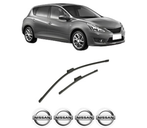 Set stergatoare auto NISSAN PULSAR Hatchback (C13) din 2012-2015, pentru parbriz auto, 2 bucati, Bosch Aerotwin, din cauciuc siliconat rezistent, 4 Stickere Auto NISSAN - Img 2