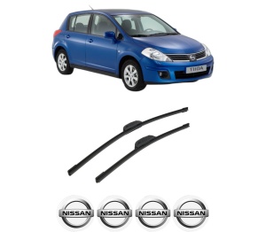 Set stergatoare auto NISSAN TIIDA Hatchback (C11) din 2004-2013, pentru parbriz auto, 2 bucati, Bosch Aerotwin Retrofit, din cauciuc siliconat rezistent, 4 Stickere Auto NISSAN - Img 2