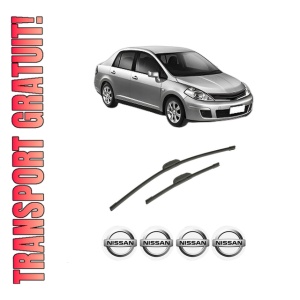 Set stergatoare auto NISSAN TIIDA Saloon (SC11) din 2007-2012, pentru parbriz auto, 2 bucati, Bosch Aerotwin Retrofit, din cauciuc siliconat rezistent, 4 Stickere Auto NISSAN