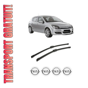 Set stergatoare auto OPEL ASTRA H (A04) din 2004-2014, pentru parbriz auto, 2 bucati, Bosch Aerotwin, din cauciuc siliconat rezistent, 4 Stickere Auto OPEL