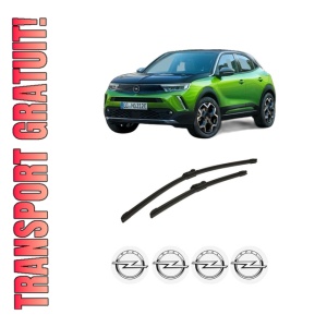 Set stergatoare auto OPEL MOKKA din 2020-2024, pentru parbriz auto, 2 bucati, Bosch Aerotwin, din cauciuc siliconat rezistent, 4 Stickere Auto OPEL