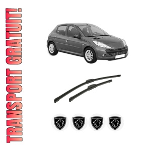 Set stergatoare auto PEUGEOT 206+ (2L_, 2M_) din 2009-2013, pentru parbriz auto, 2 bucati, Bosch Aerotwin Retrofit, din cauciuc siliconat rezistent, 4 Stickere Auto PEUGEOT