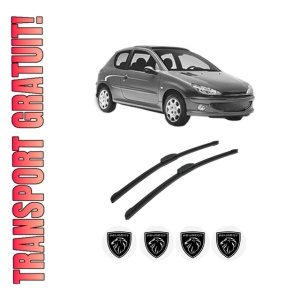 Set stergatoare auto PEUGEOT 206 Hatchback (2A/C) din 1998-2012, pentru parbriz auto, 2 bucati, Bosch Aerotwin Retrofit, din cauciuc siliconat rezistent, 4 Stickere Auto PEUGEOT