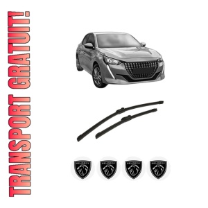 Set stergatoare auto PEUGEOT 208 II (UB_, UP_, UW_, UJ_) din 2019-2023, pentru parbriz auto, 2 bucati, Bosch Aerotwin, din cauciuc siliconat rezistent, 4 Stickere Auto PEUGEOT