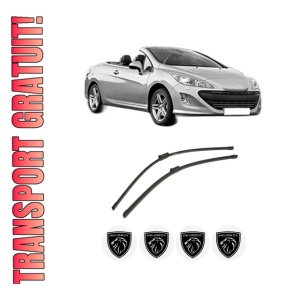 Set stergatoare auto PEUGEOT 308 CC (4B_) din 2009-2014, pentru parbriz auto, 2 bucati, Bosch Aerotwin, din cauciuc siliconat rezistent, 4 Stickere Auto PEUGEOT