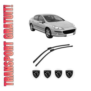 Set stergatoare auto PEUGEOT 407 (6D_) din 2004-2011, pentru parbriz auto, 2 bucati, Bosch Aerotwin Multi, din cauciuc siliconat rezistent, 4 Stickere Auto PEUGEOT