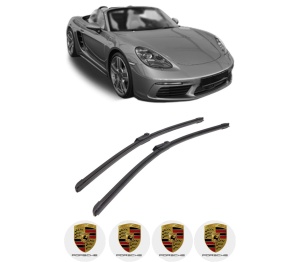 Set stergatoare auto PORSCHE 718 BOXSTER (982) din 2016-2019, pentru parbriz auto, 2 bucati, Bosch Aerotwin, din cauciuc siliconat rezistent, 4 Stickere Auto PORSCHE - Img 2
