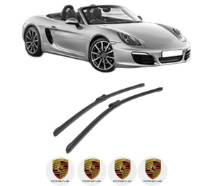 Set stergatoare auto PORSCHE BOXSTER (981) din 2012-2016, pentru parbriz auto, 2 bucati, Bosch Aerotwin, din cauciuc siliconat rezistent, 4 Stickere Auto PORSCHE - Img 2