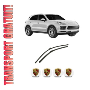 Set stergatoare auto PORSCHE CAYENNE (9YA) din 2017-2021, pentru parbriz auto, 2 bucati, Bosch Aerotwin, din cauciuc siliconat rezistent, 4 Stickere Auto PORSCHE