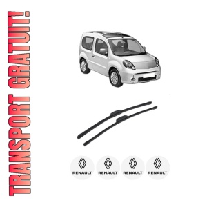 Set stergatoare auto RENAULT KANGOO BE BOP (KW0/1_) din 2009-2012, pentru parbriz auto, 2 bucati, Bosch Aerotwin Retrofit, din cauciuc siliconat rezistent, 4 Stickere Auto RENAULT