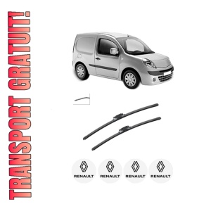 Set stergatoare auto RENAULT KANGOO Express (FW0/1_) din 2008-2019, pentru parbriz auto, 2 bucati, Bosch Aerotwin, din cauciuc siliconat rezistent, 4 Stickere Auto RENAULT