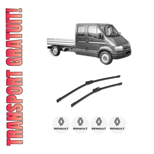 Set stergatoare auto RENAULT MASTER II Platform/Chassis (ED/HD/UD) din 1997-2011, pentru parbriz auto, 2 bucati, Bosch Aerotwin, din cauciuc siliconat rezistent, 4 Stickere Auto RENAULT