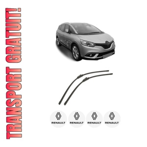 Set stergatoare auto RENAULT SCENIC IV (J9_) din 2016-2022, pentru parbriz auto, 2 bucati, Bosch Aerotwin, din cauciuc siliconat rezistent, 4 Stickere Auto RENAULT