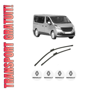 Set stergatoare auto RENAULT TRAFIC III Bus (JG_) din 2014-2021, pentru parbriz auto, 2 bucati, Bosch Aerotwin, din cauciuc siliconat rezistent, 4 Stickere Auto RENAULT