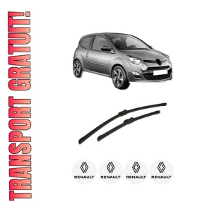 Set stergatoare auto RENAULT TWINGO II (CN0_) din 2007-2014, pentru parbriz auto, 2 bucati, Bosch Aerotwin, din cauciuc siliconat rezistent, 4 Stickere Auto RENAULT