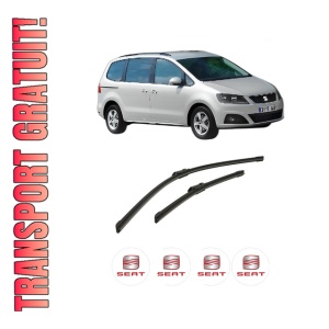 Set stergatoare auto SEAT ALHAMBRA (710, 711) din 2010-2022, pentru parbriz auto, 2 bucati, Bosch Aerotwin, din cauciuc siliconat rezistent, 4 Stickere Auto SEAT