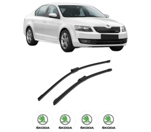 Set stergatoare auto SKODA Octavia III (5E3, NL3, NR3) din 2012-2020, pentru parbriz auto, 2 bucati, Bosch Aerotwin, din cauciuc siliconat rezistent, 4 Stickere Auto SKODA - Img 2