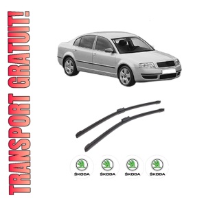 Set stergatoare auto SKODA SUPERB I (3U4) din 2001-2008, pentru parbriz auto, 2 bucati, Bosch Aerotwin, din cauciuc siliconat rezistent, 4 Stickere Auto SKODA