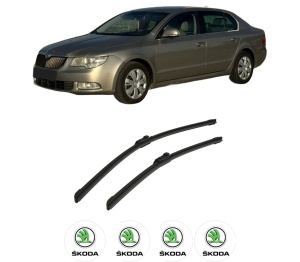 Set stergatoare auto SKODA SUPERB II Estate (3T5) din 2009-2015, pentru parbriz auto, 2 bucati, Bosch Aerotwin, din cauciuc siliconat rezistent, 4 Stickere Auto SKODA - Img 2