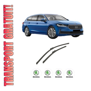 Set stergatoare auto SKODA SUPERB IV (NZ3) din 2023-2025, pentru parbriz auto, 2 bucati, Bosch Aerotwin, din cauciuc siliconat rezistent, 4 Stickere Auto SKODA