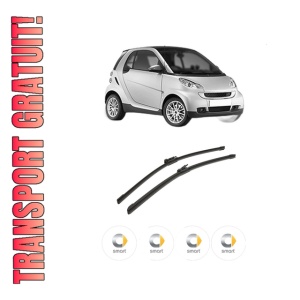 Set stergatoare auto SMART FORTWO Coupe (451) din 2007-2013, pentru parbriz auto, 2 bucati, Bosch Aerotwin, din cauciuc siliconat rezistent, 4 Stickere Auto SMART